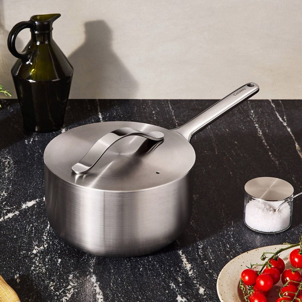 Caraway Stainless Steel Mini Sauce Pan w/ Lid 1.75qt Non Toxic Cookware NWOB